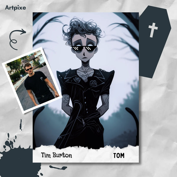 Personalized Cartoon Portrait | Tim Burton