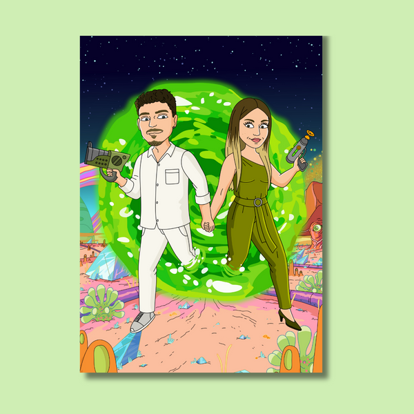 Personalized Cartoon Portrait | Rick & Morty